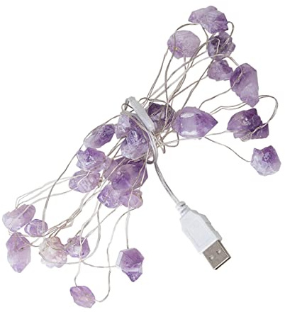 MOBUTOFU Usb Lichterkette Amethyst Kristallform Usb Led Lichtgurt Mit 30 Weißen Leds Hängendes Party Und Weihnachtsdekor Mittelgroß