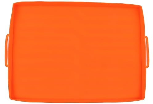 DriKou Blackstone-Grillabdeckung, Silikonmatte, hohe Widerstandsfähigkeit, Antihaftwirkung, Blackstone-Matte für Feuerstelle, Holzkohle, Gasgrills, Smoker, BBQ (22in Orange Handle)