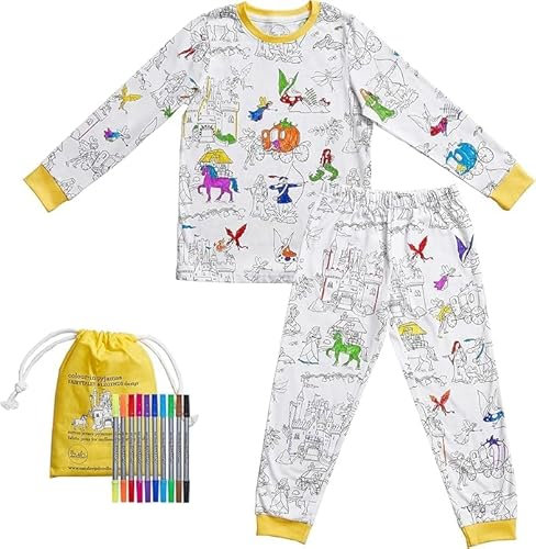 eatsleepdoodle Snug Colouring Pyjamas for Kids with 10pk Washable Pens