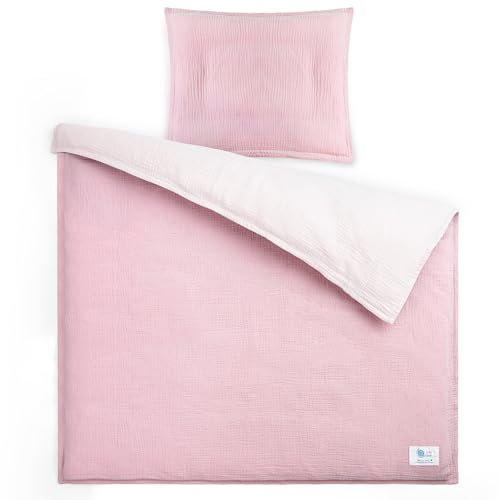 lulumoon Musselin Baby Bettwäsche 80x80: Bettbezug 80x80 + Kissenbezug 35x40cm aus Baumwolle Oeko-TEX Standard – Leicht und Komfortabel Bettwäsche Set für Baby Kinder