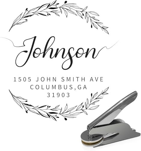 CUSMIZ Prägestempel - Buchstempel Personalisiert mit Name& Adresse für Geschäft - Personalisiertes Buchpräger aus Messing - Stempel für Professionelles und Persönliches