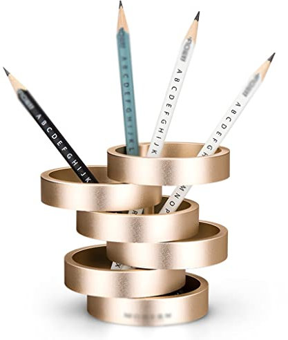 WZYYCV Pot à Crayon Porte-stylos Bureau Bien Rangé Design Créatif en Acier Inoxydable Porte-Stylo Réglable Organisateur de Crayon Maquillage Brosse Seau de Rangement Bureau Pot a Stylo