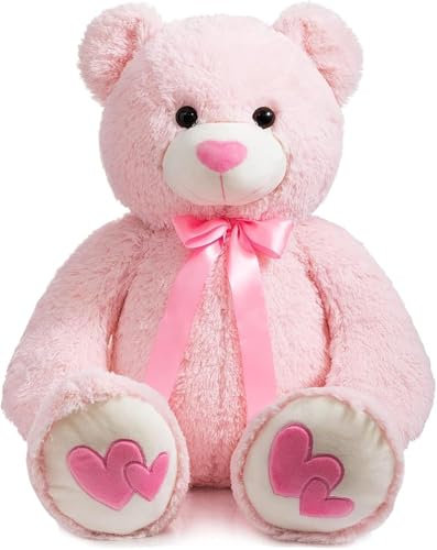 BEJOY Orsacchiotto 91 cm peluche grande orsetto con amore cuore rosso per fidanzata e bambini, regalo rosa