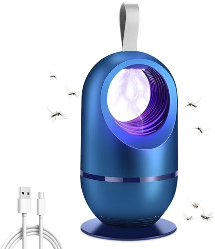 BNGXR Lampe Anti Moustique, Électrique Anti Moustique, 360 ° UV Tue Mouche Electrique, Lampe Anti Mouche avec éclairage LED, USB Rechargeable Tueur d'Insectes, pour Intérieur et Extérieur