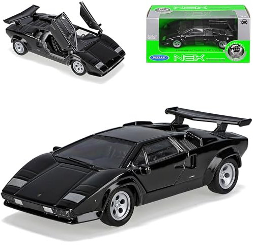Welly Lamborgihini Countach Coupe Schwarz Ab 1974-1990 ca 1/43 1/36-1/46 Modell Auto mit individiuellem Wunschkennzeichen