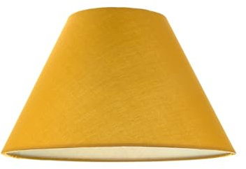 Traditional 8 Inch Mustard Ochre Cotton Fabric Coolie Lamp Shade | Reversible Gimbal | 13cm x 8cm x 20cm by Happy Homewares