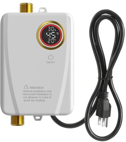 Calentador de agua sin tanque eléctrico de 110 V, 3000 W, calentador de agua instantáneo bajo el fregadero, agua caliente portátil bajo demanda para fregadero, cocina de RV, camping, visualización