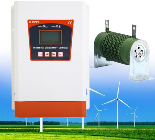 2024 Upgraded Hybrid Charge Controller, 12000W Dual MPPT für Wind & Solar, Smart Regulator mit LCD & Bluetooth, Auto 12V/24V für effizientes Energiemanagement