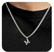 SEFORICO Initialhalskette Herren - personalisierte Halskette für Freund/Brother/Sohn, Geburtstagsgeschenk/Weihnachten Männer, Kubaner-Kette, Jungenartikel, Herrenjuwel, 4mm 50cm