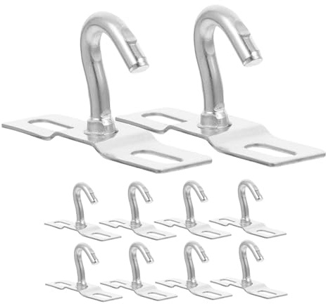 Gatuida Lot de 10 Crochets Métalliques Plaque, Fer Galvanisé Argenté | Fixation Murale et Plafond, Installation Simple, Gain de Place, pour Suspensions, Plantes et Lanternes