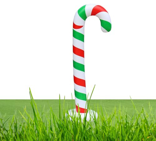 Riesige Weihnachtskugeln – Aufblasbarer Ornament-Ball | 144,8 cm aufblasbarer | großer Candy Stick Ballon | für Hausgarten, Urlaubsparty, Outdoor-Hof, Pool, Parade, Fotoshooting, Indoor Festive