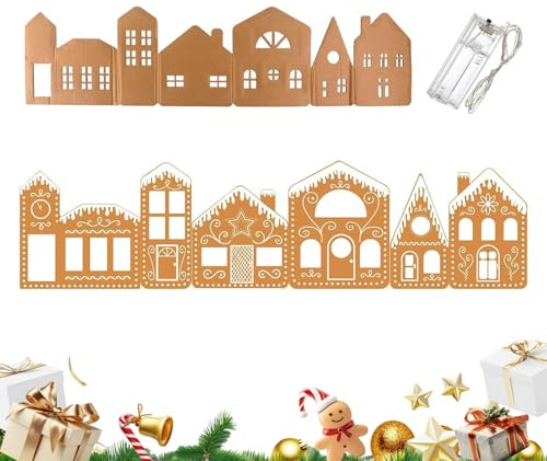 Weihnachtsdorf Display Tischaufsteller aus Pappe Batteriebetrieben - LED beleuchtetes Gewürzhaus Weihnachtsdekoration | für Wandschrank Bauernhaus Schlafzimmer