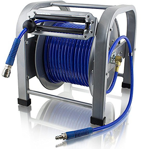 BITUXX® 30 Meter PU Schlauch Druckluft Schlauchtrommel Automatik Druckluftschlauchtrommel Trommel Aufroller