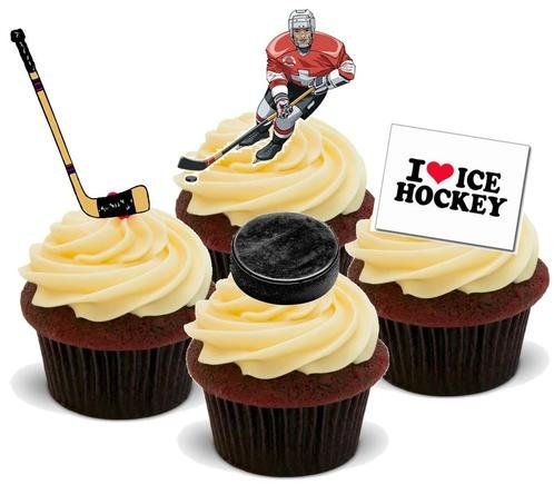 JPS Hockey sur Glace Mixte - 12 Decoration Comestible pour Gâteau - Ice Hockey Mix - 12 Edible Stand Up Premium Wafer Cake Toppers