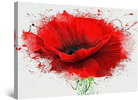 Startonight Quadro su Tela Fiori Astratti Rossi Papaveri, Grandi Quadri Moderni Stampe Grande per Soggiorno Stampe Incorniciate 80x120 cm, Decorazione Parete, Idea Regalo Elegante Luminoso al Buio