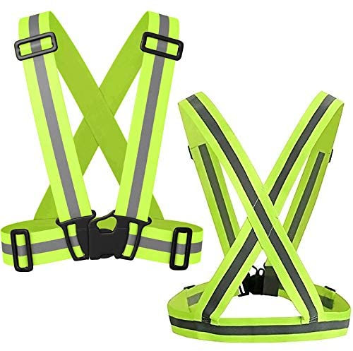 SANTOO 2 Pièces Gilet Réfléchissant Vélo, Gilet de Sécurité Moto Élastique Haute Visibilité Gilet Réfléchissant Course Gilets Réfléchissants pour Adultes et Enfants