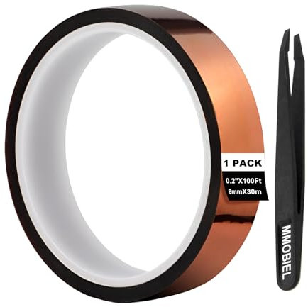 MMOBIEL Nastro Termico (6mm x 30m) Nastro Termoresistente in Polyimide Sublimazione per Trasferimento Termico, Alte Temperature ESD per Elettronica HVAC, Saldatura 3D ecc.