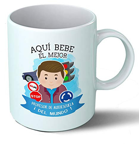 Planetacase - Taza Profesor de autoescuela - Regalo Original - Cerámica 330 mL - Taza Desayuno Apta para Microondas y Lavavajillas - Resistente a Lavados