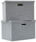 AlphaHome Large Storage Boxes with Lids [2 Pack], Foldable Linen Fabric Storage Baskets for Organising Clothes and Toys(Glaucous Grey, 39x27x25cm)
