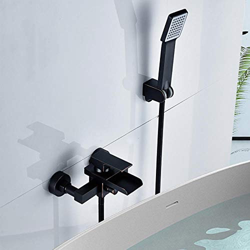 Huin Mitigeur de baignoire cascade de salle de bain ORB Robinet de douche baignoire noir avec douchette en plastique ABS