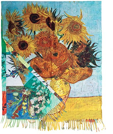 Toocool Unisex Schal Stola Klimt Van Gogh Kandinsky Monet Foulard Kunstgemälde 70x170cm Tuch Berühmte Meisterwerke Tragbare Kunst A001 [Eine Größe, Sonnenblumen]