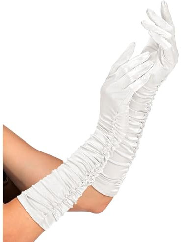 W WIDMANN MILANO Party Fashion - Geraffte Satin Handschuhe, 1 Paar, Länge 44 cm, Accessoire 20er Jahre