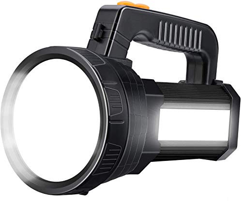 YBQZ Linterna LED Recargable 15000 Lúmenes, Linternas LED Alta Potencia 3en1 9600mAh, IPX4 Impermeable Foco Super Brillante Reflector Portátil, Linterna Gran Alcance con 6 modos de iluminación