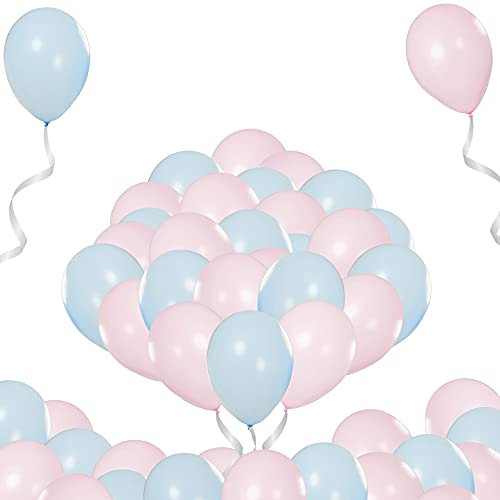 Premium Luftballons Rosa Blau • Helium Luftballons • 50 Stück • extra reißfest • Luftballons Pastell für schöne Gender Reveal Party Deko, Baby Party, Boy or Girl Deko, Fasching
