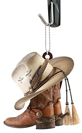 Auto-Anhänger-Dekor-Ornament, Spiegel-Aufhängungs-Dekoration, Behänge, Rückspiegel-Zubehör, Innenausstattung, Cowboy-Stiefel und Hüte im Flachen Stil