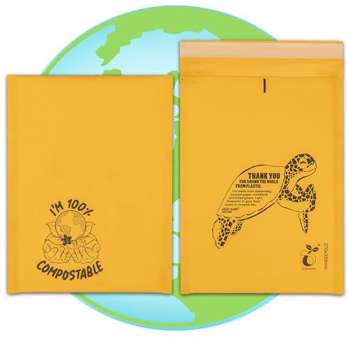 100 % kompostierbare gepolsterte Umschläge, A4, A5, A6, Luftpolster-Versandtaschen, umweltfreundlich, Luftpolster-Umschlag