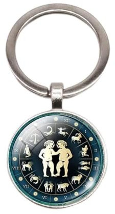 Schlüsselanhänger, Taschenschmuck Sternzeichen + Karabiner als Geschenk (Zwilling)