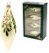 Lauschaer Christbaumschmuck - 4er Set Christbaumschmuck, Tropfen schmal in Satin-Creme, handdekoriert mit Ilex - Dekor und Streifen, mit Goldkrönchen, Größe Ø ca. 10 cm