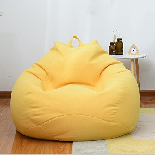 Highdi Bean Bag No Filler, Gaming Beanbag Chair Cover for Adult Kids Without Filling Highback Comfortable Lazy Sofa Beanbag Soft Toy Storage Bean Bag Seat for Indoor (100x120cm,Yellow)