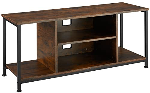 TecTake Meuble Bas avec Quatre Compartiments Ouverts et Une étagère Variable diverses Couleurs et Longueurs (Bois foncé Industriel, 110 cm)