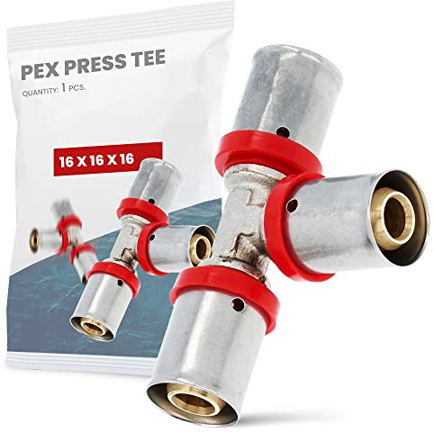 T-Stück PEX Pressfitting 16 x 16 x 16 mm mit Dichtungsringe Oring für Aluverbundrohr Mehrschichtverbundrohr Verbundrohr Heizung Sanitärsysteme Trinkwasserinstallation | Dichtheit 10 Bar