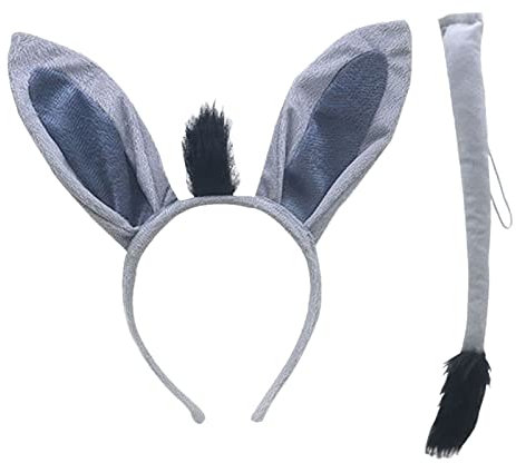 TSHAOUN Tier Kostüm Set, Tier Kostüm Haarreif mit Ohren Schwanz,Tier Verkleiden Set Karneval Party Halloween Kostüm für Mädchen. (Grau)