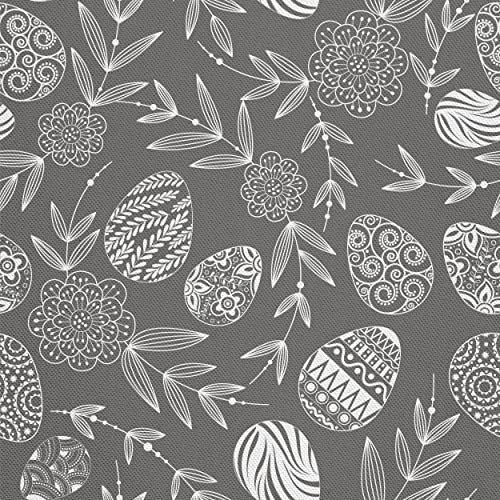 HEKO PANELS Stoff Oxford Wasserdichte Meterware Canvas-Stoff Polyester Stoff Zum Nähen Nähstoffe Möbelstoffe Dekostoffe Wasserabweisend Blickdicht Ostereier Grau Anthrazit 1 Meter 155 x 100 cm