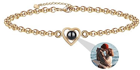 Aina Lighting Personalisiertes Armband mit Foto im Stein Benutzerdefinierte Herz Projektion Armband Bild Armbänder Geschenke für Frauen