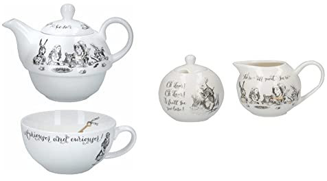 Creative Tops V&A Alice in Wonderland Teapot, Cup, Milk Jug & Sugar Bowl Gift Set, Fine China