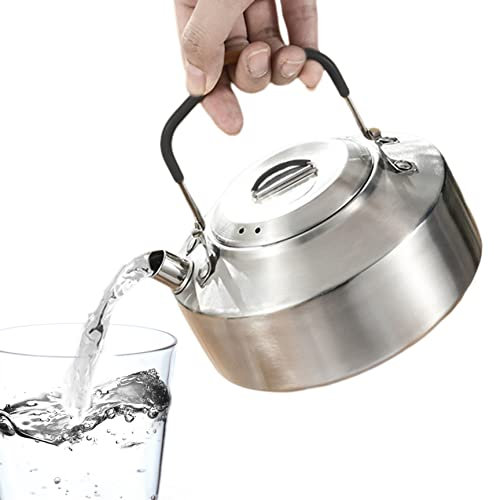 Jorzer Camping Kettle al Aire Libre Té té té té acamppot Ligero Tetera de Acero Inoxidable hervidor de Agua para Acampar para Estufa de Gas Suministro al Aire Libre