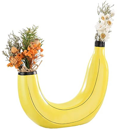 IUIBMI Dekorative Harzvase, Niedliche Blumenvase, Gelbe Bananenvase, Kreatives Obst-Bananen-Blumenarrangement, Einzigartige Vase für Zuhause/Küche/Büro-Akzentdekoration(#1)
