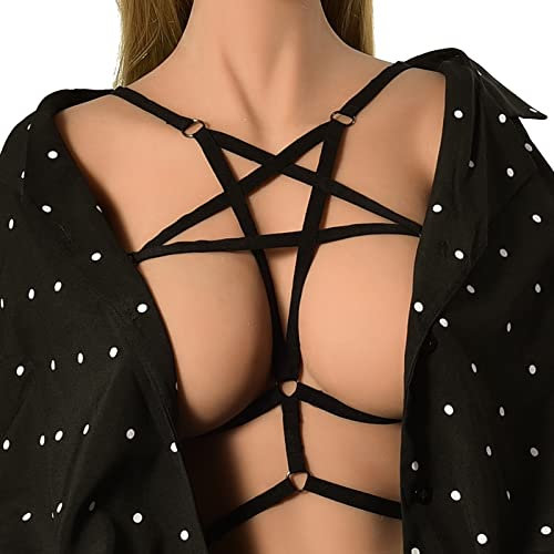 Damen BH Sexy BH-Träger, ausgehöhlter fünfzackiger Stern, Geschirr, Unterwäsche, elastische Körperkleidkette Mini Set Sexy