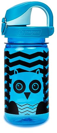 Nalgene Sustain Tritan Wasserflasche für Kinder, BPA-frei, mit Material aus 50% Kunststoffabfällen, auslaufsicher, langlebig, BPA-frei, karabinerfreundlich, wiederverwendbar, 340 ml, blaue Eule