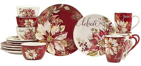 Certified International Winters Joy 16 Piece Dinnerware Set, Service for 4