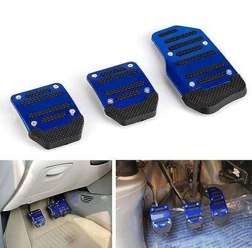 Auto Bremspedalbeläge rutschfeste Auto Pedalbeläge Gaspedal Auflage Abdeckung Fußpedal Auflagen Kits Legierungs Bremsgas Kupplungspedal Kits Gaspedal Extender Pedal Abdeckungen(Blau, 3 Stück)