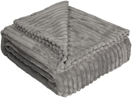 Betz Wohndecke BARI Kuscheldecke Flauschig Cord-Flanell XXL Größe 150x200 cm Farbe hellgrau