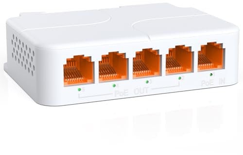 PoE Extender 1 in 4 Out, NICGIGA 5 Port 802.3af/at/bt PoE Waterproof Repeater, Vlan, Extend 100 Meters(328 ft), Power Over Ethernet PoE Splitter.