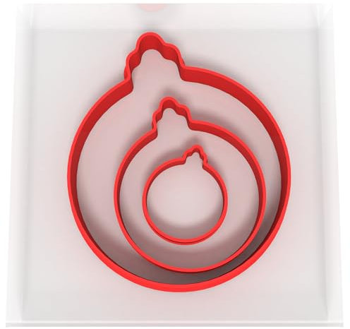 CHICHL Just Cutters Bauble Shape Cookie Cutters | Set of 3 Plastic Cookie Cutters for Baking, Fondant, Clay, Pastry, Icing, Jewellery (3/5/8CM)
