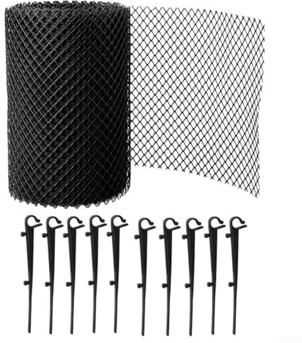 DAZZLEEX Rete di protezione per grondaie, Protezione Anti Grondaie, in plastica, grondaia in pvc per tettoia pulisci grondaie 6 m x 15 cm