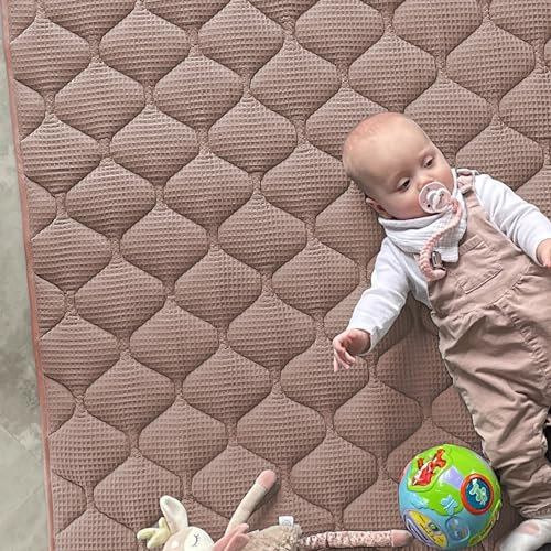 Sanosoft® Krabbeldecke - rutsch- & wasserfest - Öko Tex & Made in Germany (Cappuccino, 120x120cm)